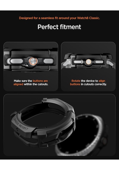 Galaxy Watch 8 Classic 46mm İle Uyumlu Kılıf Rugged Armor Matte Black - Acs10012 Yok