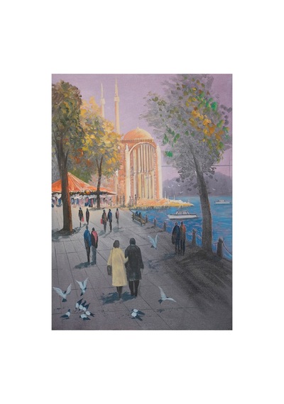 Ortaköy Sahili: Sonbaharın İncisi Ve İnsanlar 50 x 70 CM