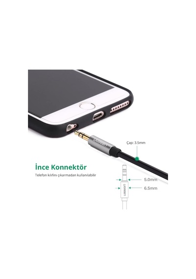 Ugreen 3.5 Mm Aux Ses Kablosu, 50 Cm, Siyah, 10732