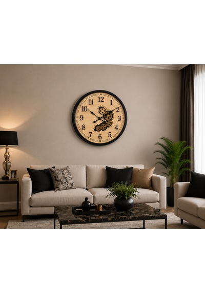 Siyah Antique Motion 70 X 70 Cm Çarklı Duvar Saati
