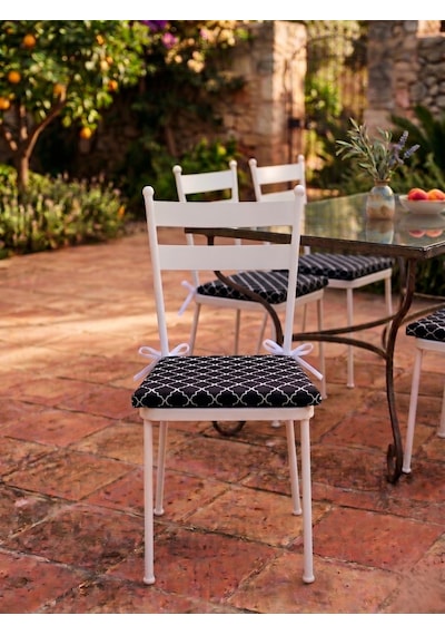 6 Adet 40x40 Cm Bağcıklı Sandalye Minderi Pamuk Polyester Kumaş Mutfak Ve Bahçe Minder Çok Renkli