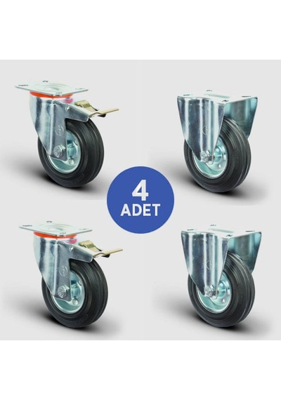 2 Adet EM01SPR125F Döner Tablalı Frenli + 2 Adet EM02SPR125