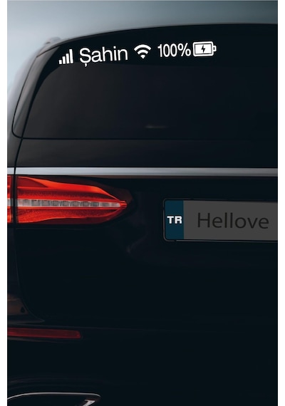 Tofaş Şahin Sticker Telefon Şarj Wifi Batarya Şebeke Cam Oto Sticker 40x4cm Beyaz Uyumlu