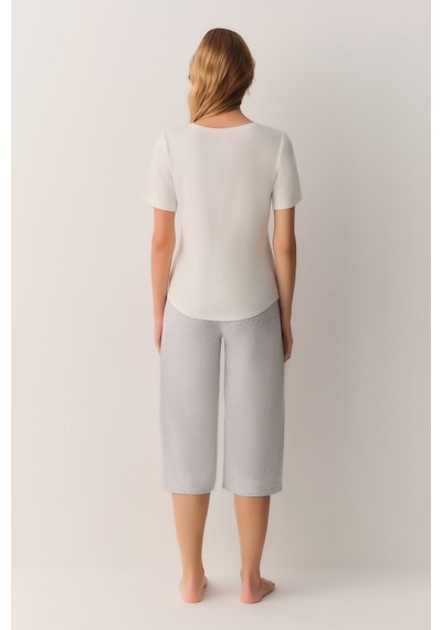 Suwen Pointella Kapri Pijama Takımı Sh26622659964 Gri Melanj