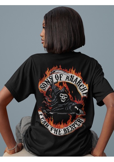 Sons Of Anarchy Dizi Sırt Baskılı Unisex Oversize Motorcu Tişört Siyah