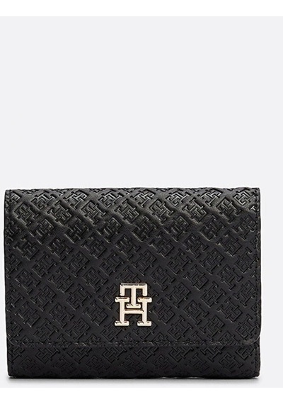 Tommy Hilfiger Kabartmalı Kadın Siyah Cüzdan Siyah