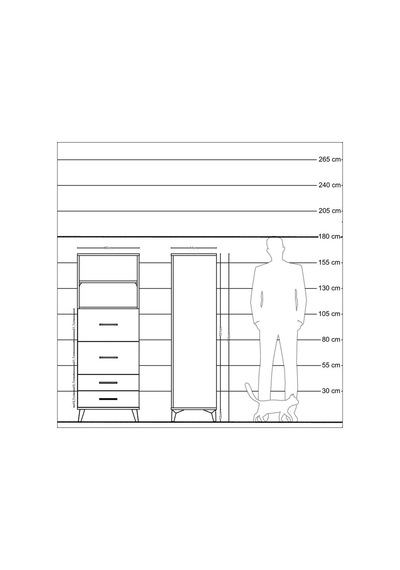 Hyperion Dolap 2 Raflı 4 Çekmeceli 60x44x163 Aytaşı-çam Aytaşı