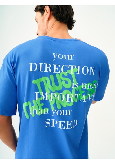 Oversize Fit Erkek Tshirt K.kol Cobalt Blue