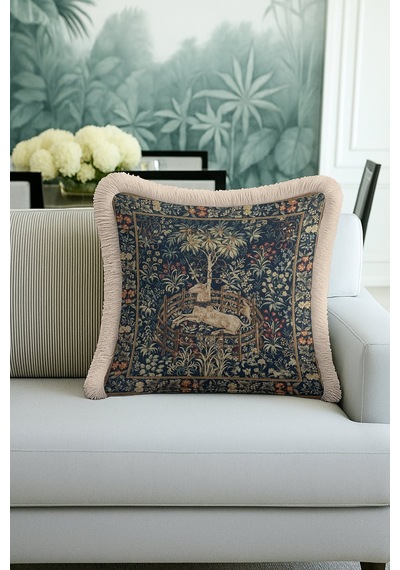 Kraliyet Vintage Unicorn Saçaklı Yastık Kılıfı-çiçekler Ve At Klasik Lacivert Püskül Kırlent Kılıfı Mat Fırtına Yosun Kraliyet Vintage Unicorn Saçaklı Yastık Kılıfı-çiçekler Ve At Klasik Lacivert Püskül Kırlent Kılıfı Mat Fırtına Yosun