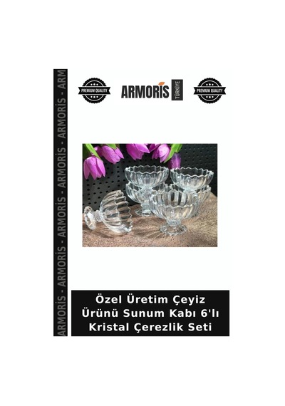 Özel Üretim Çeyiz Ürünü Sunum Kabı 6'lı Kristal Çerezlik Seti Çok Renkli