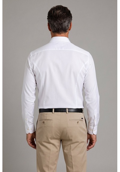 Bisse Beyaz Regular Fit Cepsiz Uzun Yaka Gömlek Gmkls252182 D01
