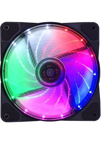12Cm Kasa Fanı 3D 15 Led Rgb Soğutucu Fan Sessiz Renkli Işıklı