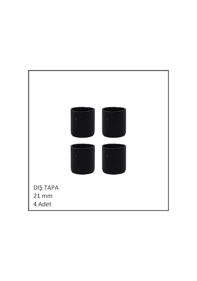 Plastik Dış Tapa, Profil Tapası, Yuvarlak, Siyah, 21 Mm 4 Adet Siyah