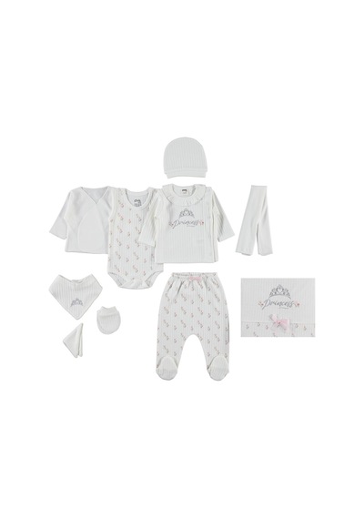 Civil Baby Princess Baskılı 10 Lu Zıbın Setleri - Pudra Açık Somon