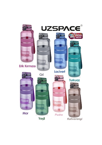 Uzspace Tritan Su Matarası 1500 ML 1.5 Litre Mega Boy Yenilenen Renkler