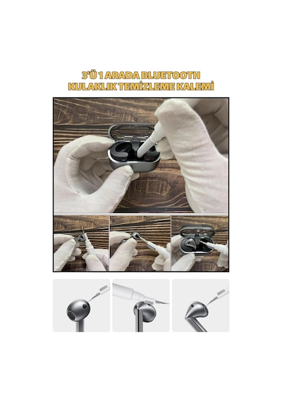 Samsung Galaxy Buds3 Pro / Buds4 Pro Uyumlu Üç Boyut Premium Silikon Kulaklık Uçları S,m,l Ve 3'ü 1 Arada Bluetooth Kulaklık Temizleme Kalemi Seti Siyah