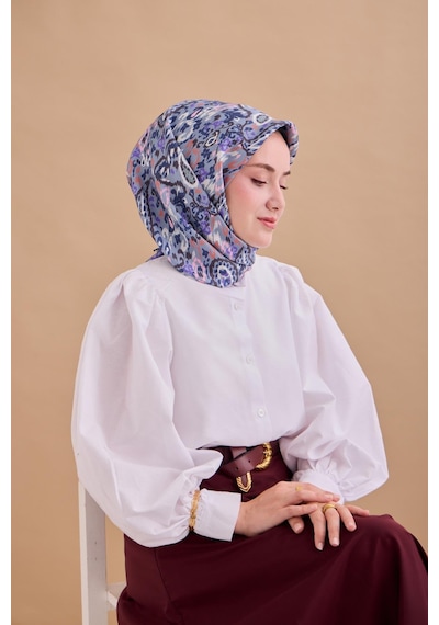 Silk Home Twill İpek Eşarp 11478-20 Karolina Mavisi, Lacivert, Soluk Siyah