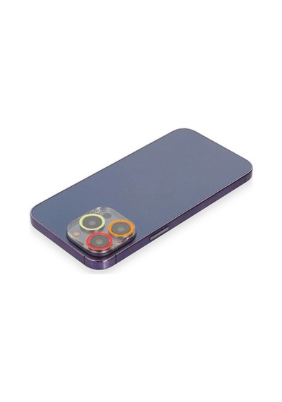 Apple Uyumlu iPhone 13 Pro Renkli Kamera Lens Koruma Cam - Turuncu-kırmızı Çok Renkli