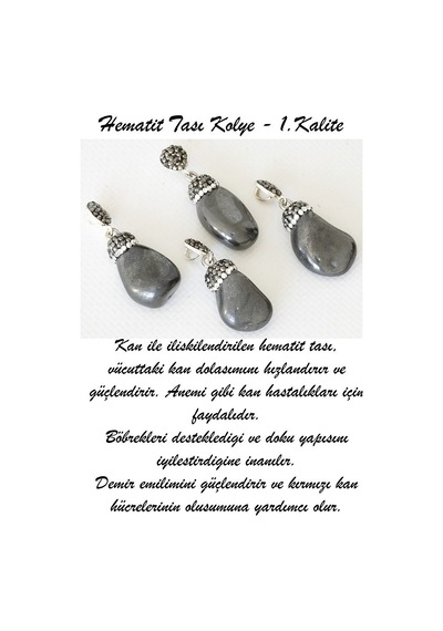 Erilsa Sertifikalı Zirkon Taşlı Ham Hematit Taşı Kolye 1.kalite Çok Renkli
