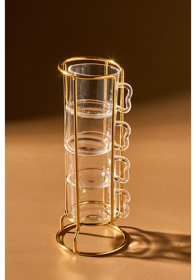 Karaca Kendal 4 Kişilik Standlı Kahve Fincanı 90 Ml Gold