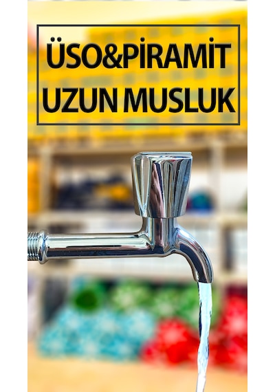 Üso Piramit Model Musluk 1/2'' Uzun Tip Lavabo Evye Bahçe Dış Mekan Uyumlu