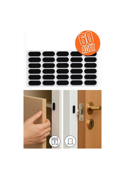 60'lı Yapışkanlı Siyah Eva Dolap Çekmece Kapağı Ses Stoperi Tamponu Koruyucu Engelleyici 22 Mm Oval Diğer