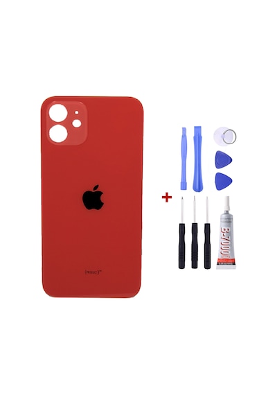 Apple Uyumlu iPhone 12 Kırmızı Arka Cam Kapak Arka Pil Kapağı