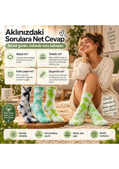 Çorap Giyim Unisex Batik Desenli Çorap 6'lı Set Renkli Pamuklu Uzun Soket Dikişsiz Nefes Alan Günlük Spor Çorabı Çok Renkli