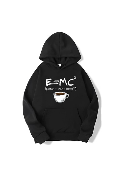 Brz Collection Unisex Oversize Energy Milk X Coffee Hoodie Siyah