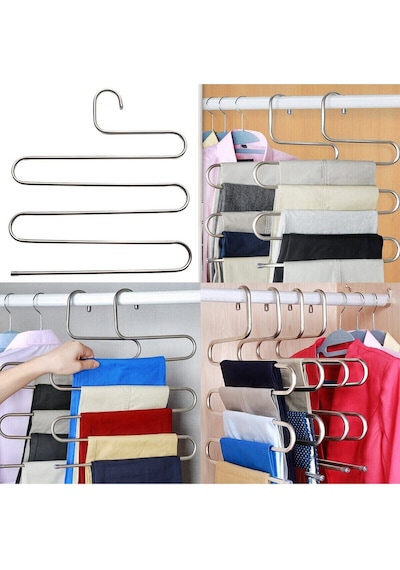 5 Katlı Metal Askılık Pantolon Askı Bluz Elbise Eşarp Başörtü Askısı Metal Beyaz Tr Diğer