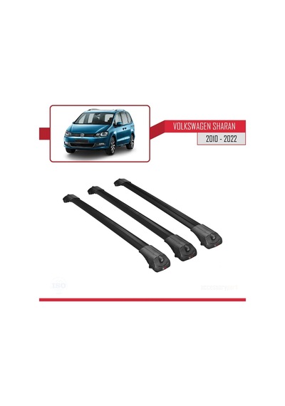 Volkswagen Sharan 2010-2022 Arası İle Uyumlu Ace-1 Ara Atkı Tavan Barı Siyah 3 Adet Bar