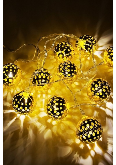 Yuvarlak Top Model Metal Pilli Led Işık 2 Metre