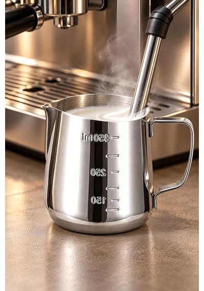 304 Çelik 350 Ml Kahve Süt Köpürtme Potu Sütlük Pitcher Cin502 2 Siyah