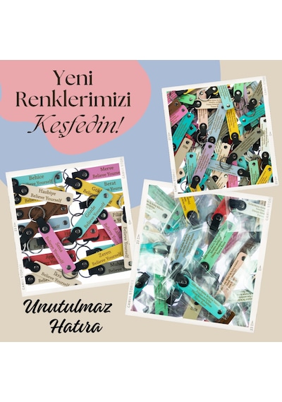 Okuma Şenliği Katılımcılarına, 52'li Set, Üzerine İsim Yazılabilir Deri Anahtarlık, Kırmızı