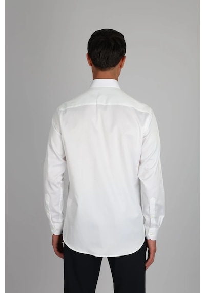 Lorenzo Mazzoli Lm385 R 900 Beyaz Pamuk Saten Regular Fit Erkek Gömlek Beyaz