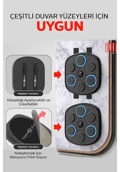 Bluetooth Hoparlör Boks Eğitim Makinesi Rgb Müzikli Genç Yetişkin Boks Egzersizi Eldiven