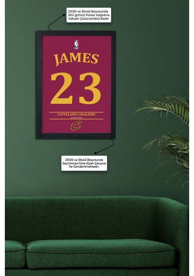 Lebron James Tasarımlı Siyah Çerçeveli Tablo Poster