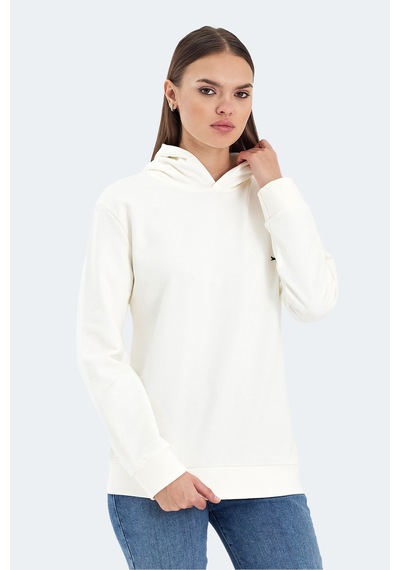 Slazenger Kathy In Kadın Kapüşonlu Ekru Sweatshirt Ekru