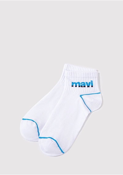 Mavi - Mavi Logo Baskılı Beyaz Soket Çorap 092523-620 Beyaz