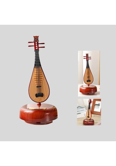 Ud Figürlü Ahşap Görünümlü Müzik Kutusu Dekoratif Melodili Tasarım