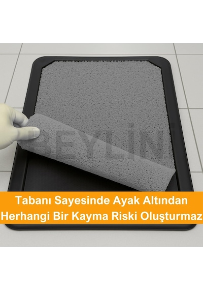 Dezenfektan Hijyen Paspası Dış Kapı Ev Ofis Apartman Giriş Halısı Kıvırcık Paspas Kaydırmaz Havuzlu Gri Genel