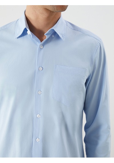 Lcwaıkıkı Classic Mavi Regular Fit Uzun Kollu Poplin Erkek Gömlek