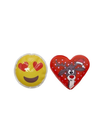Emoji Kırmızı Geyik Cep Sobası,el Isıtıcı,2 Adet Sıcak Su Torbası