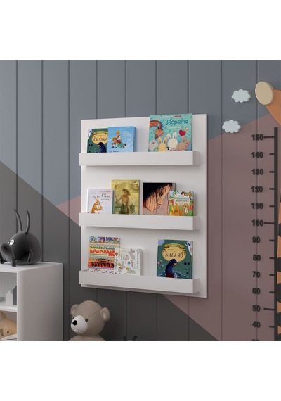 Asra Trend Çocuk Odası Duvar Rafı Kitaplık ÇR-02 %100 MDF Montessori Tipi Raf Beyaz
