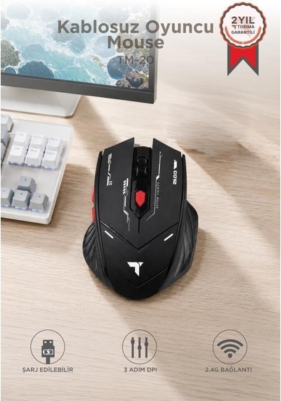 Özel Seri Cep Ofis Bilgisayar Faresi Mouse Çift Modlu Sessiz Kablosuz Oyuncu Fare Tm20 Siyah