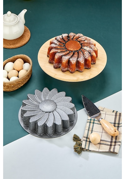 Polochef Yasemin Döküm Granit Kek Kalıbı Gri 26 Cm Gri