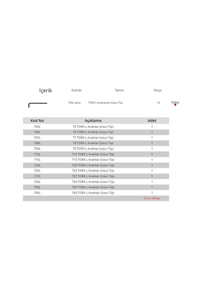 Ceta Form Lt13-700L 13 Parça Torx L Anahtar Takımı Uzun Tip