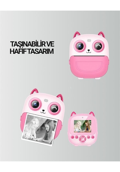 Termal Yazıcılı Dijital Kamera Usb Şarjlı Hd Video Destekli Mavi