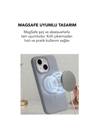 Apple İphone 13 Uyumlu Magsafe Lansman Silikon Kılıf Gri