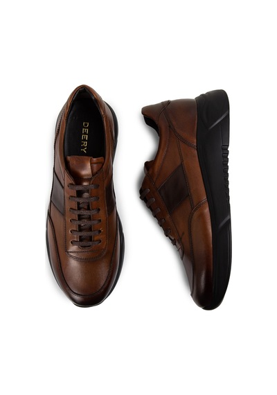 Deery Hakiki Deri Taba Rengi Erkek Sneaker Ayakkabı - 01963Mtbae02 Taba